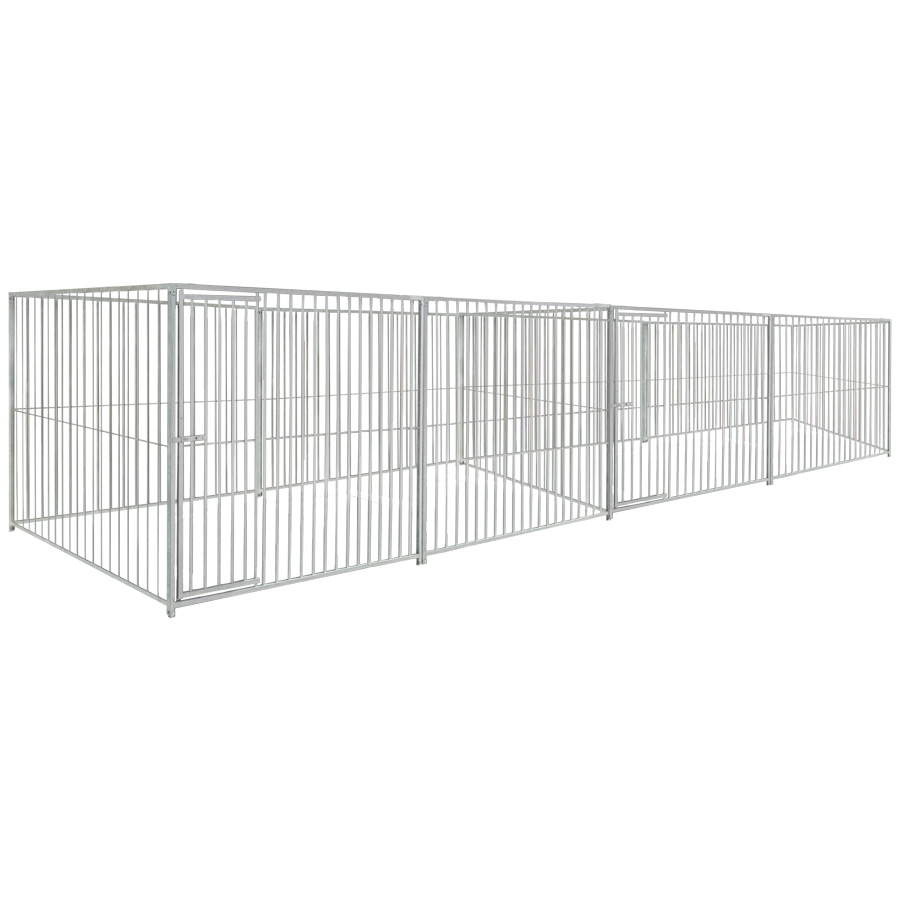 Basic spijlen 8cm hondenkennel dubbel 4 X 2m zonder dak