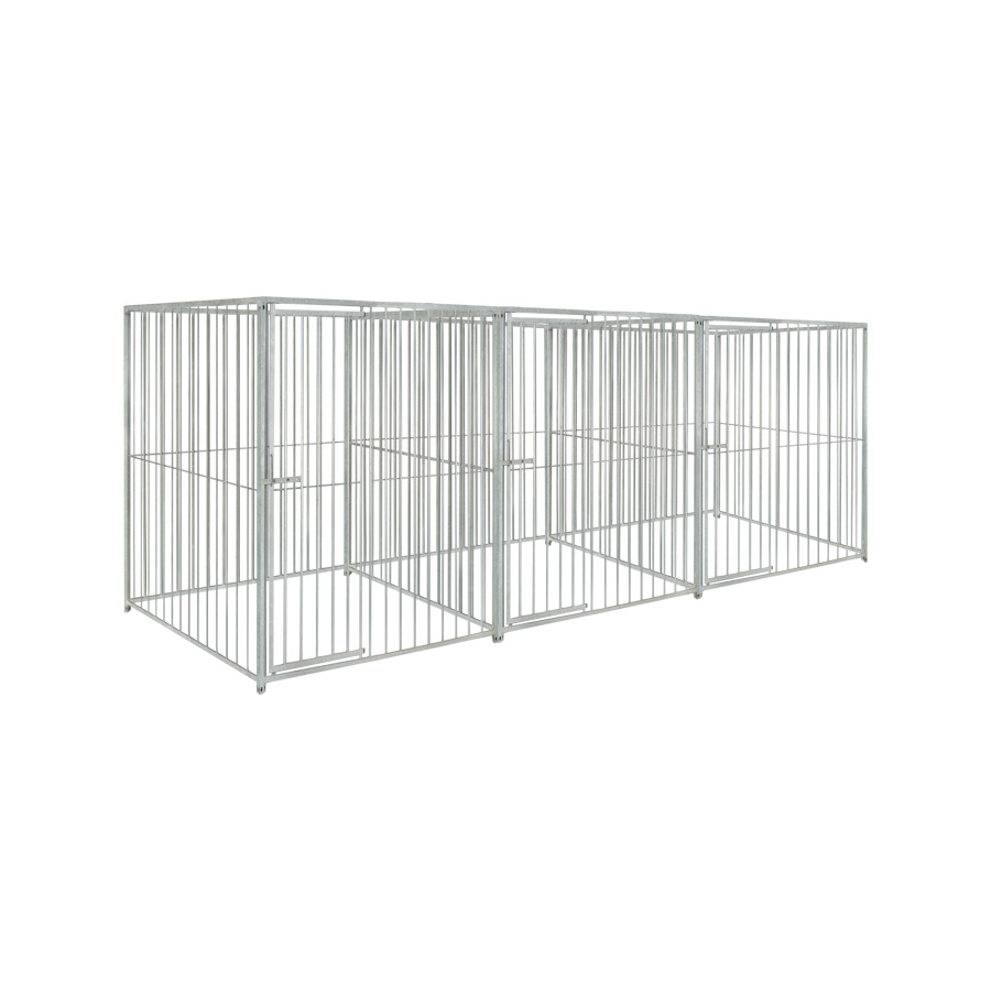 Basic spijlen 8cm hondenkennel driedubbel 1,5 X 1,5m zonder dak