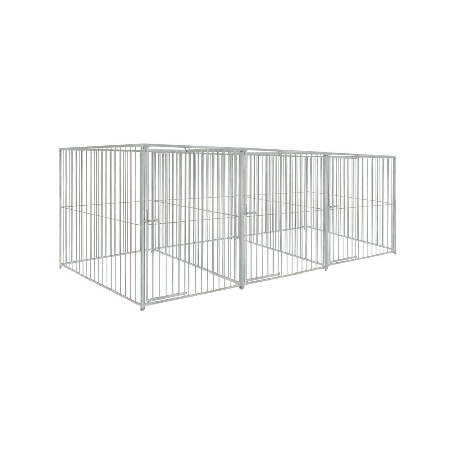 Basic spijlen 8cm hondenkennel driedubbel 1,5 X 2m zonder dak