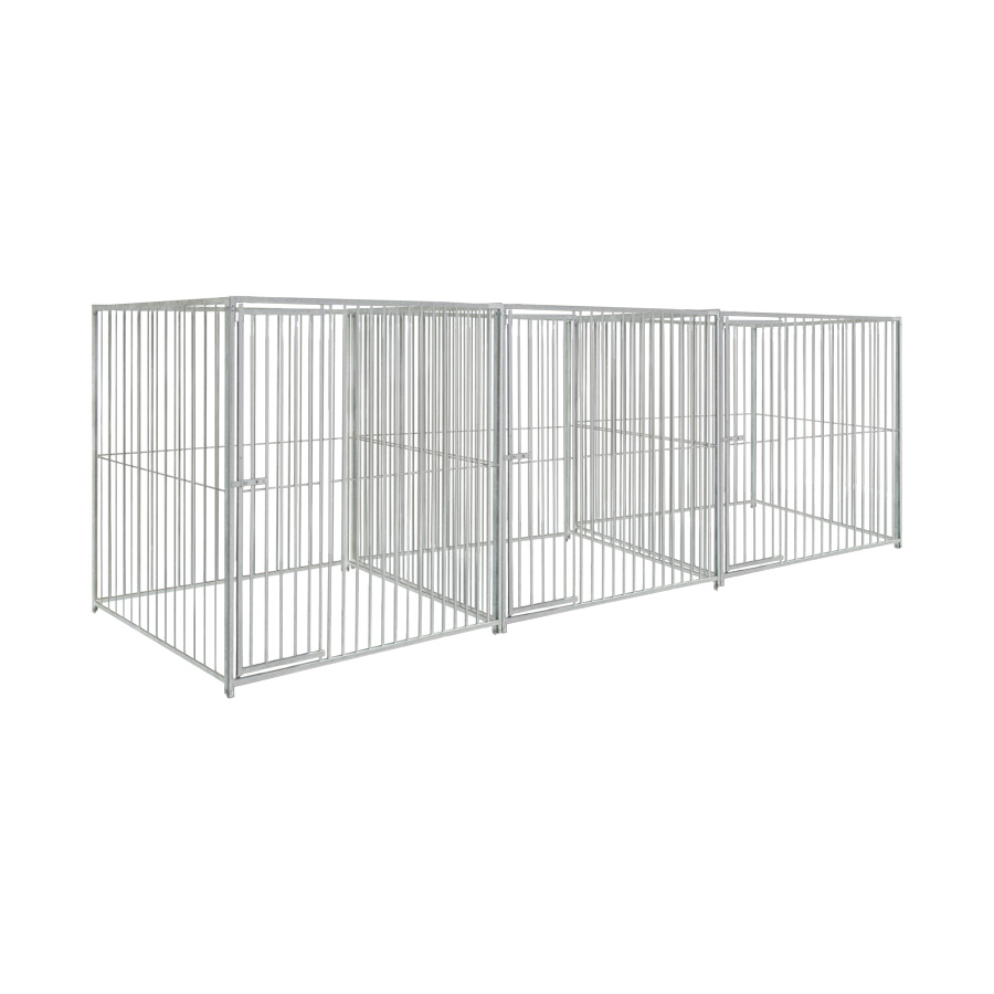 Basic spijlen 8cm hondenkennel driedubbel 2 X 1,5m zonder dak
