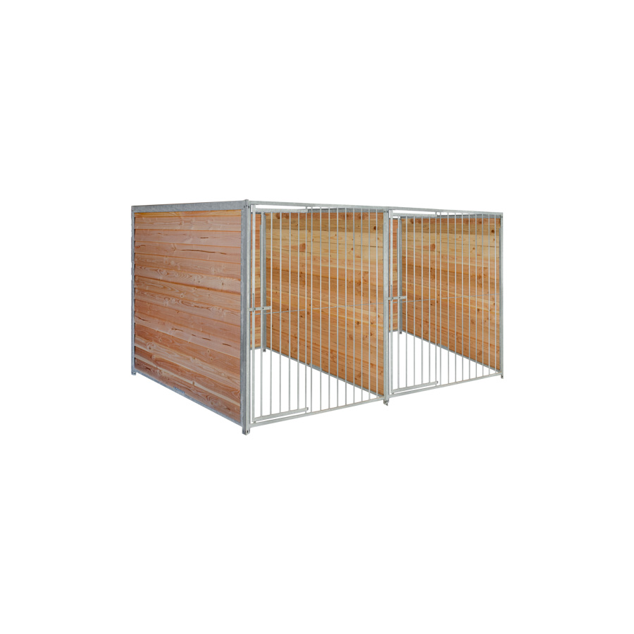 Douglas hout hondenkennel dubbel 1,5 X 2m zonder dak
