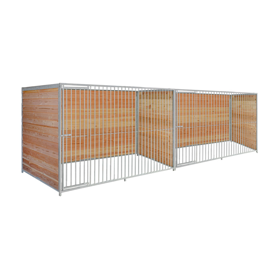 Douglas hout hondenkennel dubbel 3 X 1,5m zonder dak