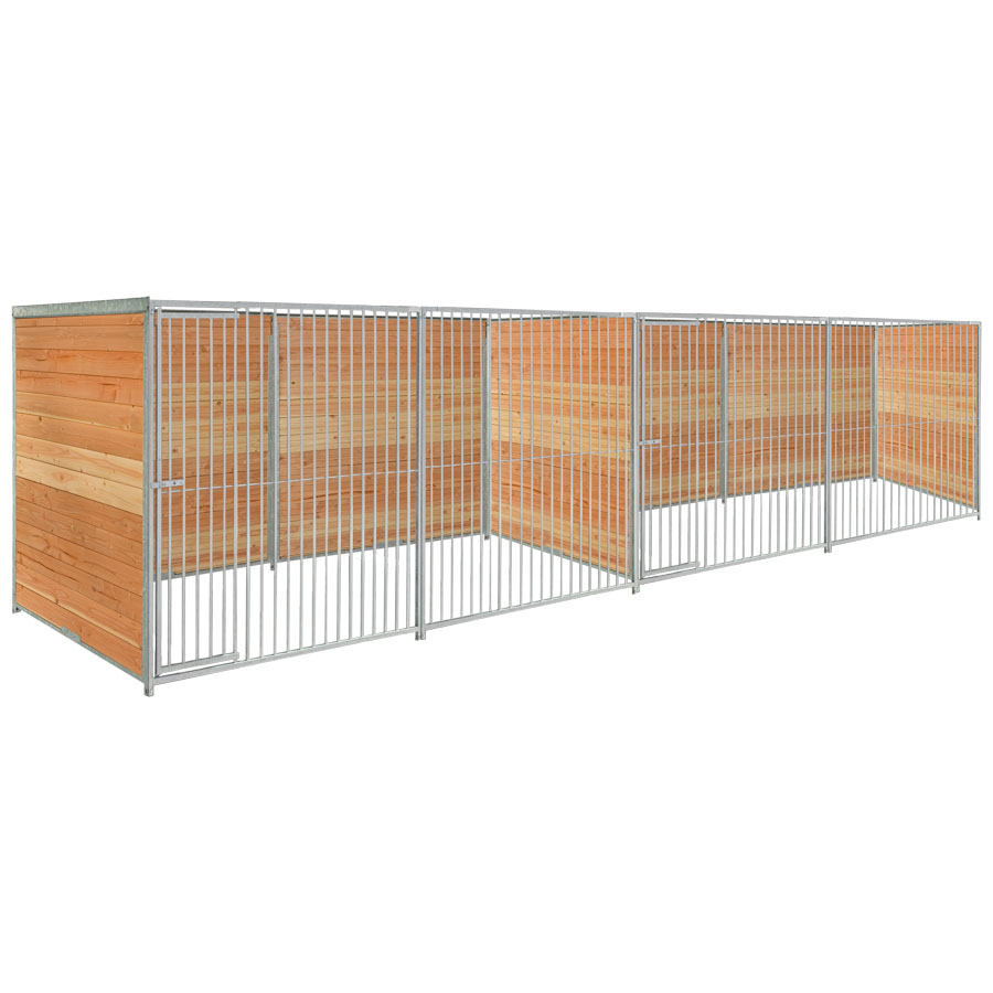 Douglas hout hondenkennel dubbel 4 X 1,5m zonder dak