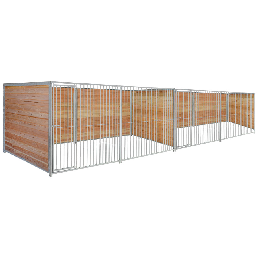 Douglas hout hondenkennel dubbel 4 X 2m zonder dak
