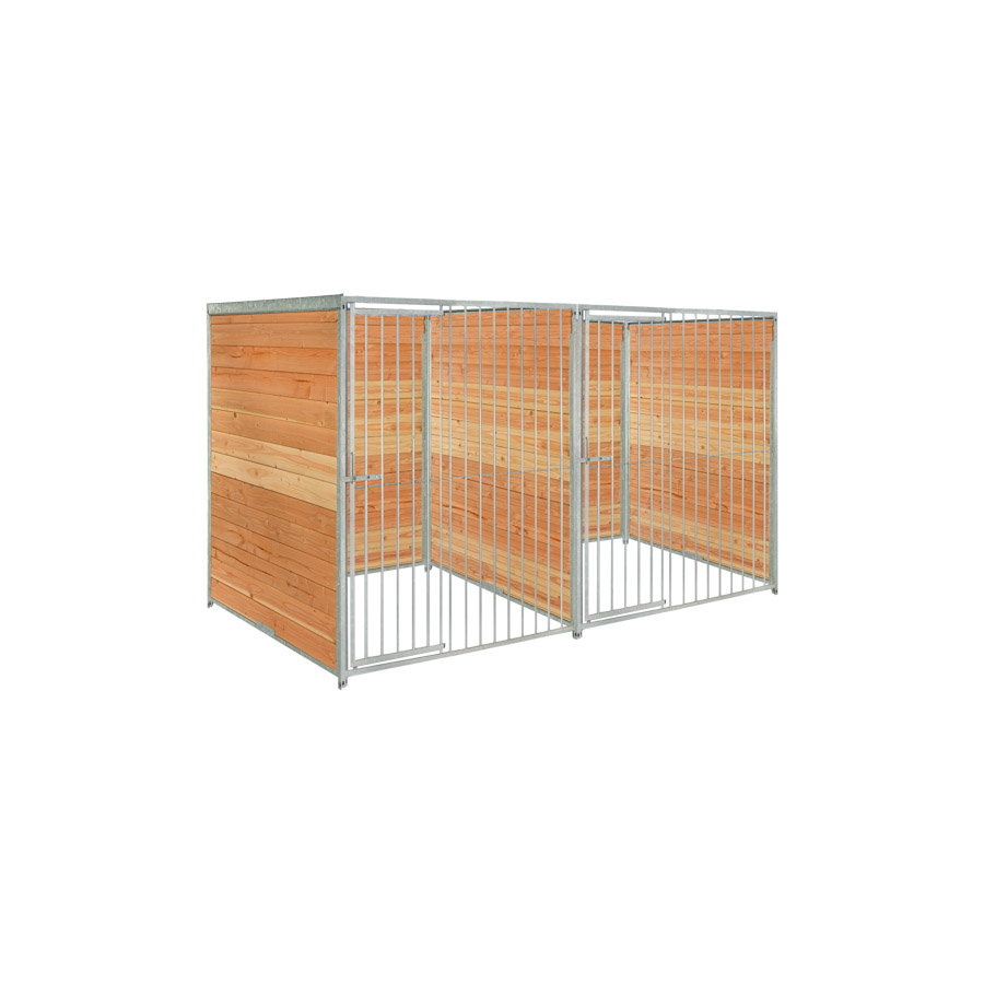 Douglas hout hondenkennel dubbel 1,5 X 1,5m zonder dak