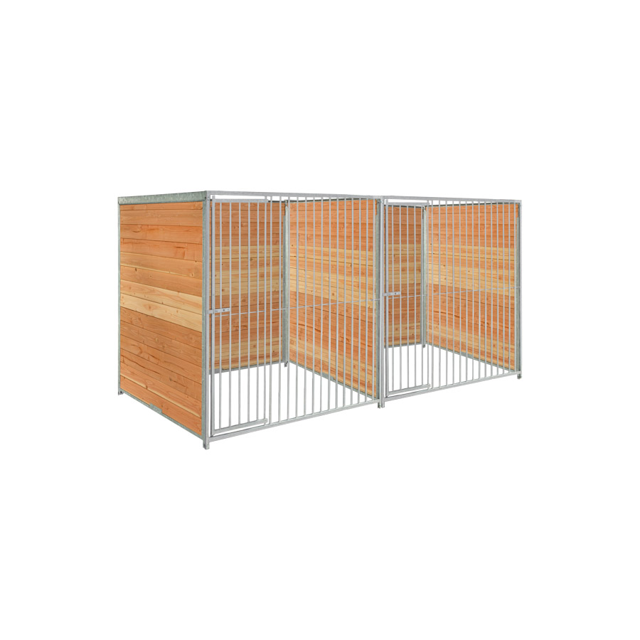 Douglas hout hondenkennel dubbel 2 X 1,5m zonder dak