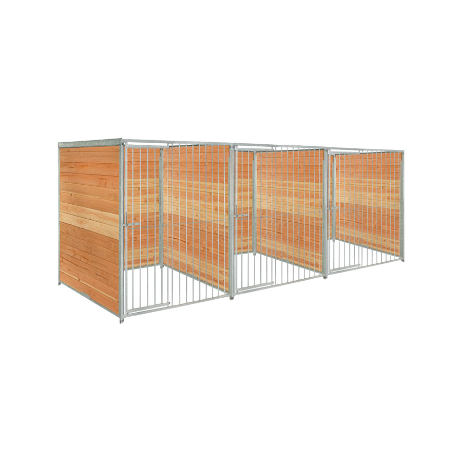 Douglas hout hondenkennel driedubbel 1,5 X 1,5m zonder dak