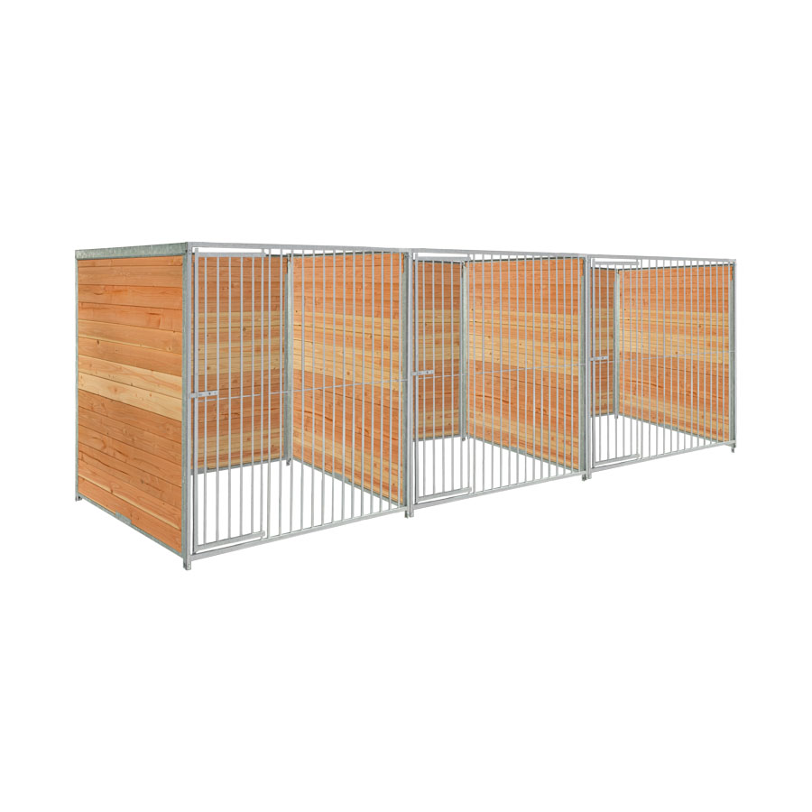 Douglas hout hondenkennel driedubbel 2 X 1,5m zonder dak