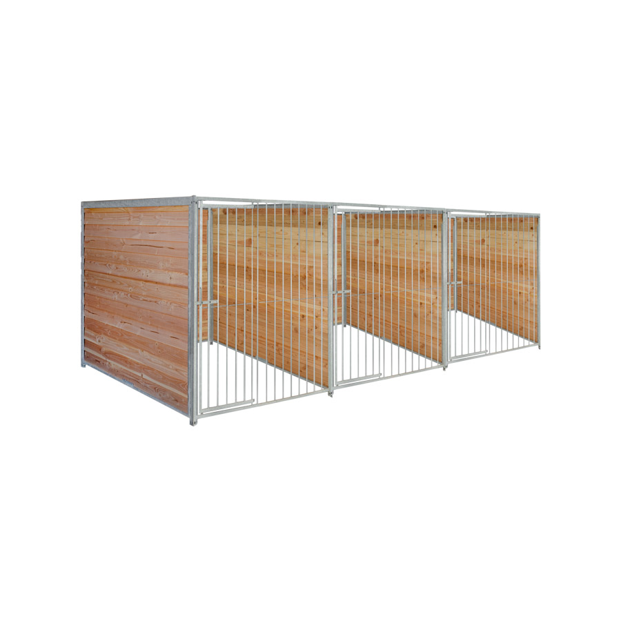 Douglas hout hondenkennel driedubbel 1,5 X 2m zonder dak