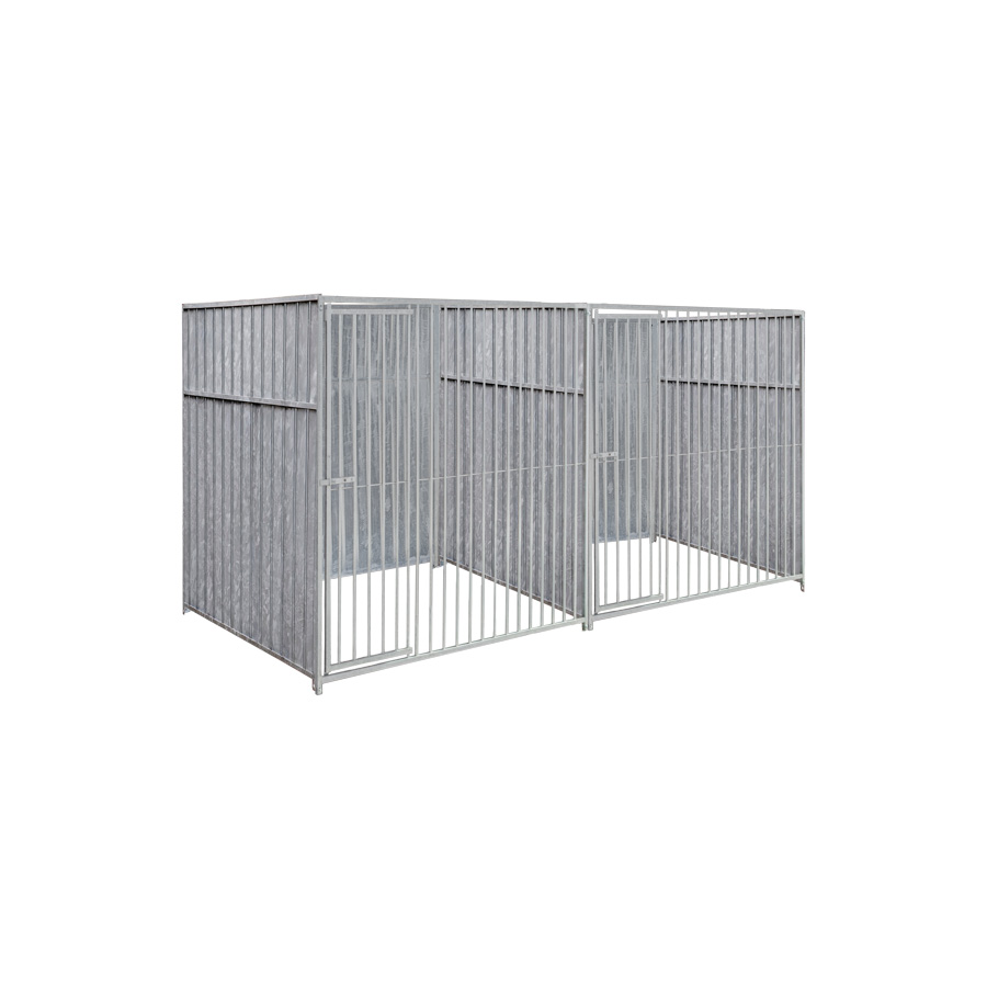Geheel dicht damwand hondenkennel dubbel 2 X 1,5m zonder dak