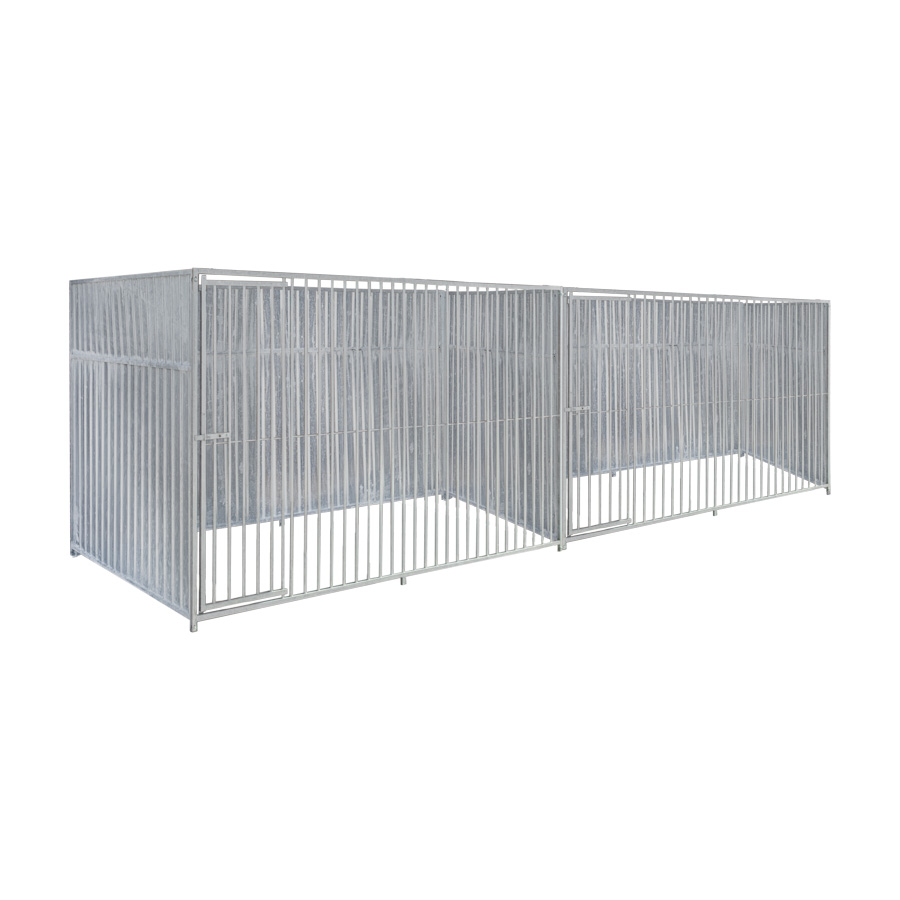 Geheel dicht damwand hondenkennel dubbel 3 X 1,5m zonder dak