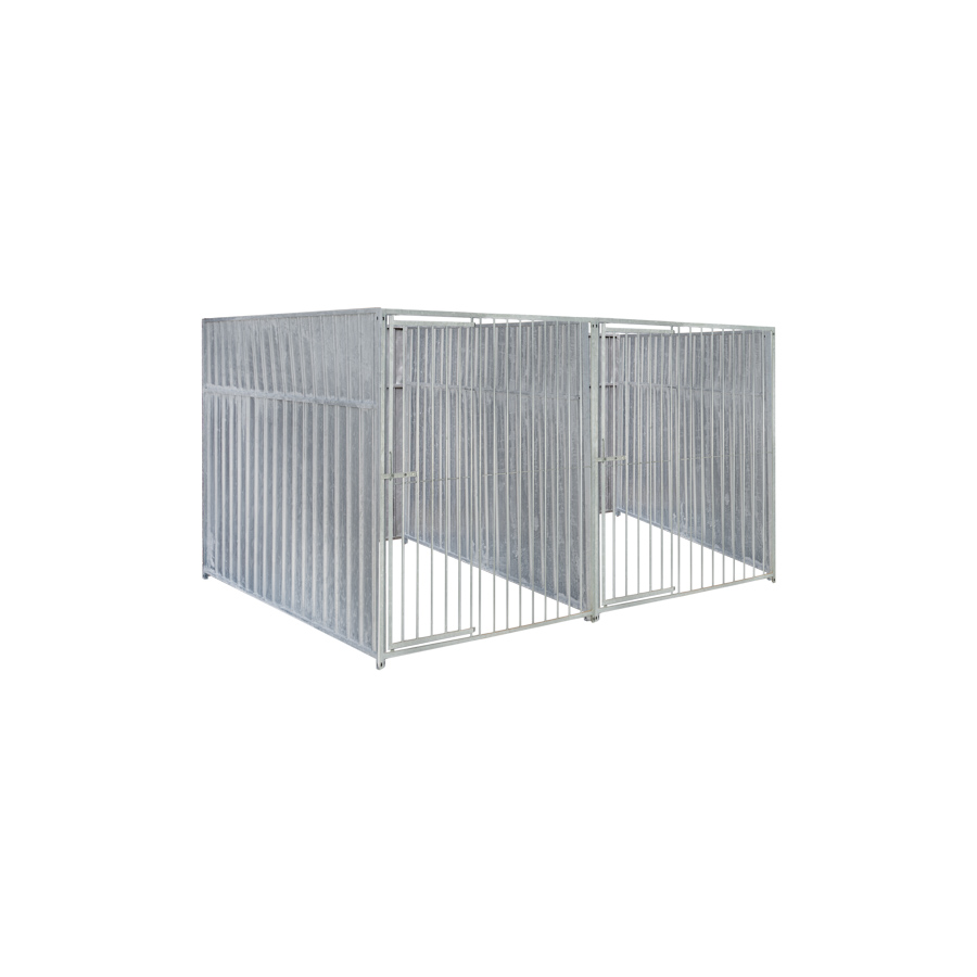 Geheel dicht damwand hondenkennel dubbel 1,5 X 2m zonder dak