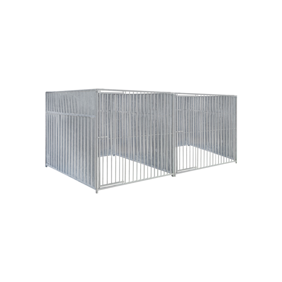 Geheel dicht damwand hondenkennel dubbel 2 X 2m zonder dak