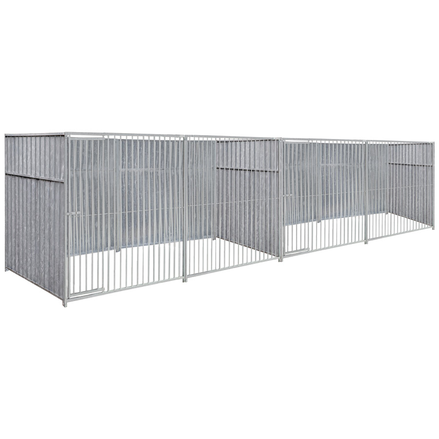 Geheel dicht damwand hondenkennel dubbel 4 X 1,5m zonder dak