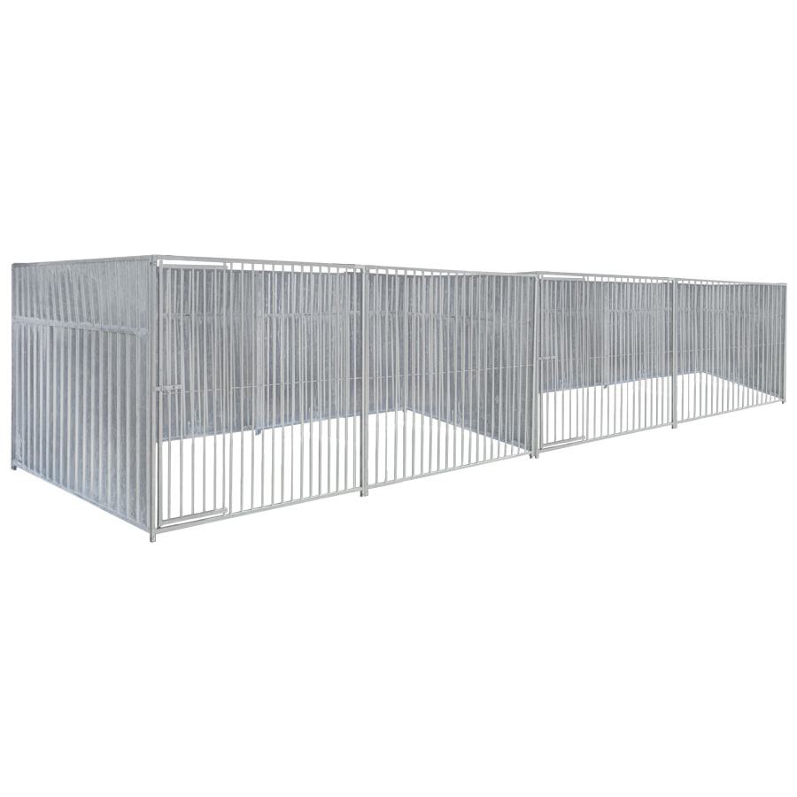 Geheel dicht damwand hondenkennel dubbel 4 X 2m zonder dak