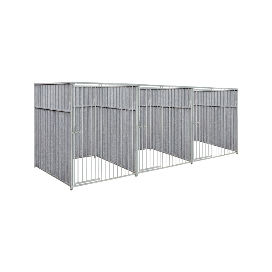 Geheel dicht damwand hondenkennel driedubbel 1,5 X 1,5m zonder dak