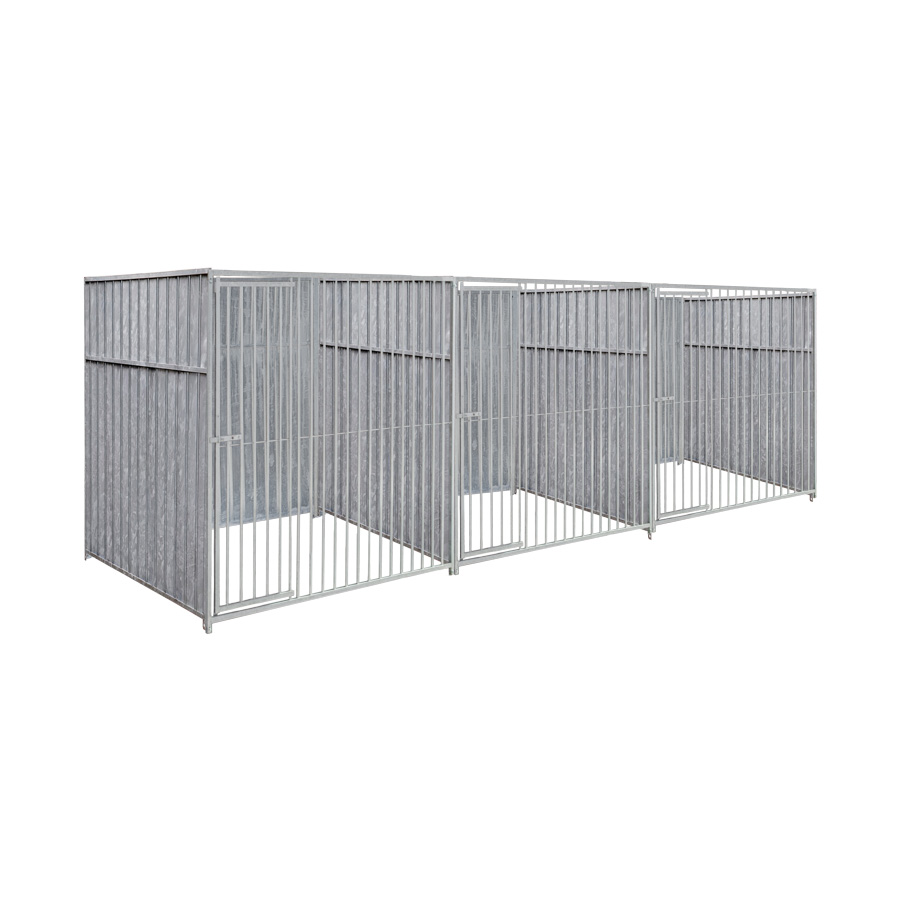 Geheel dicht damwand hondenkennel driedubbel 2 X 1,5m zonder dak
