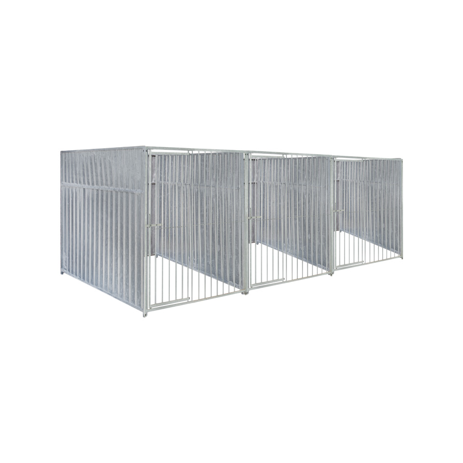 Geheel dicht damwand hondenkennel driedubbel 1,5 X 2m zonder dak