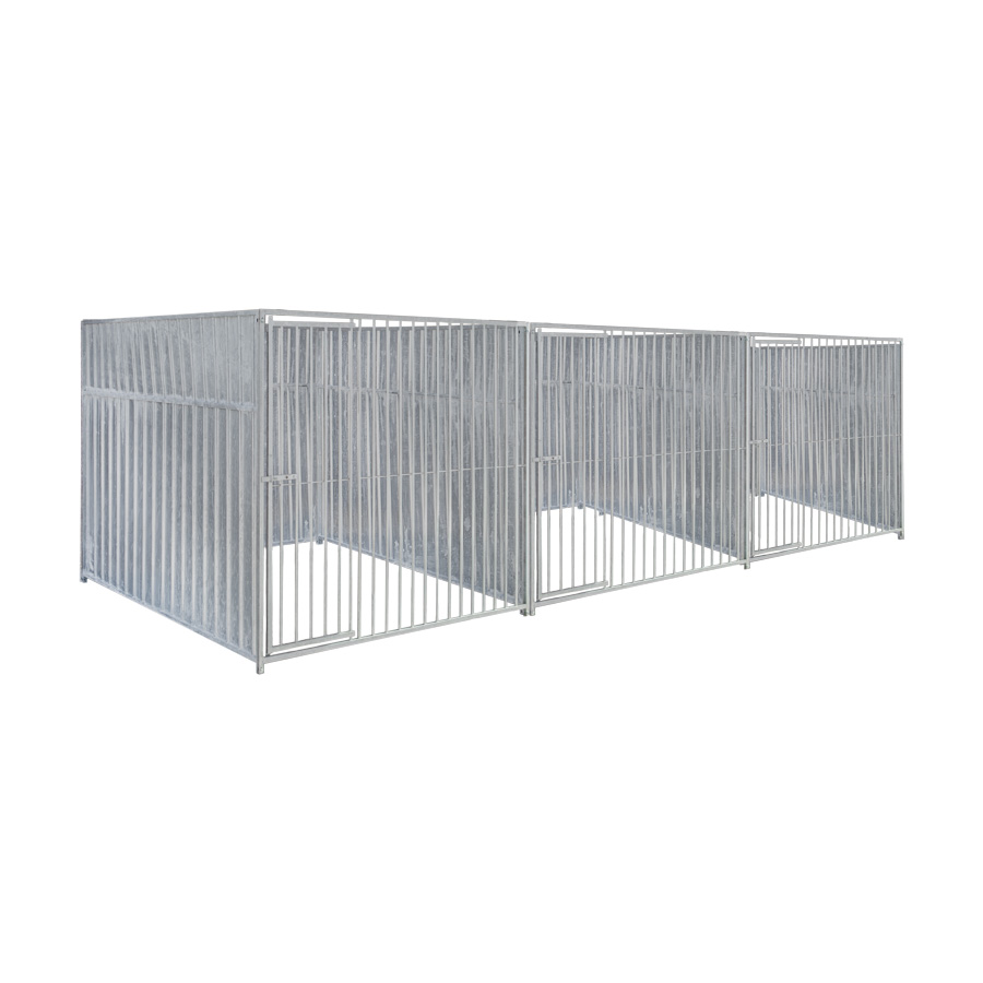 Geheel dicht damwand hondenkennel driedubbel 2 X 2m zonder dak