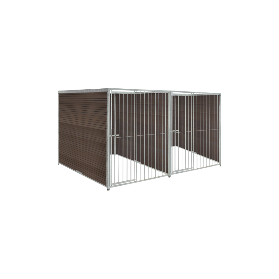 WPC Composiet houtlook hondenkennel dubbel 1,5 X 2m zonder dak