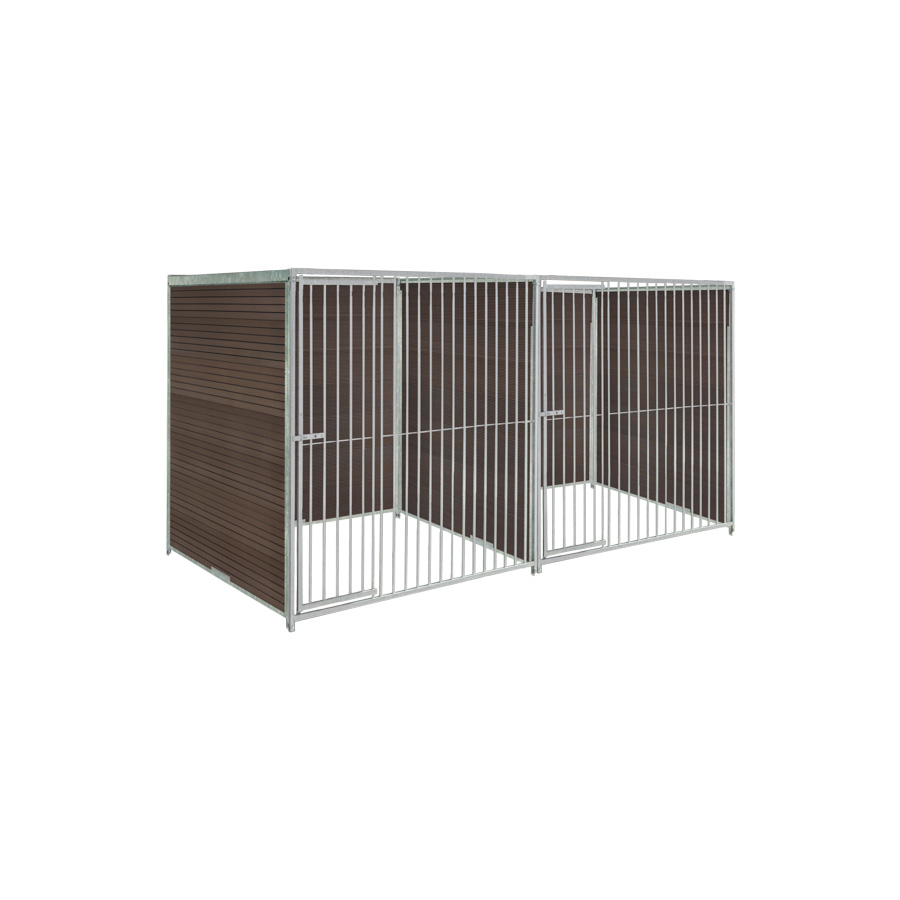 WPC Composiet houtlook hondenkennel dubbel 2 X 1,5m zonder dak