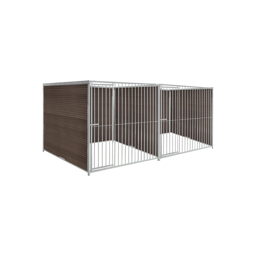 WPC Composiet houtlook hondenkennel dubbel 2 X 2m zonder dak