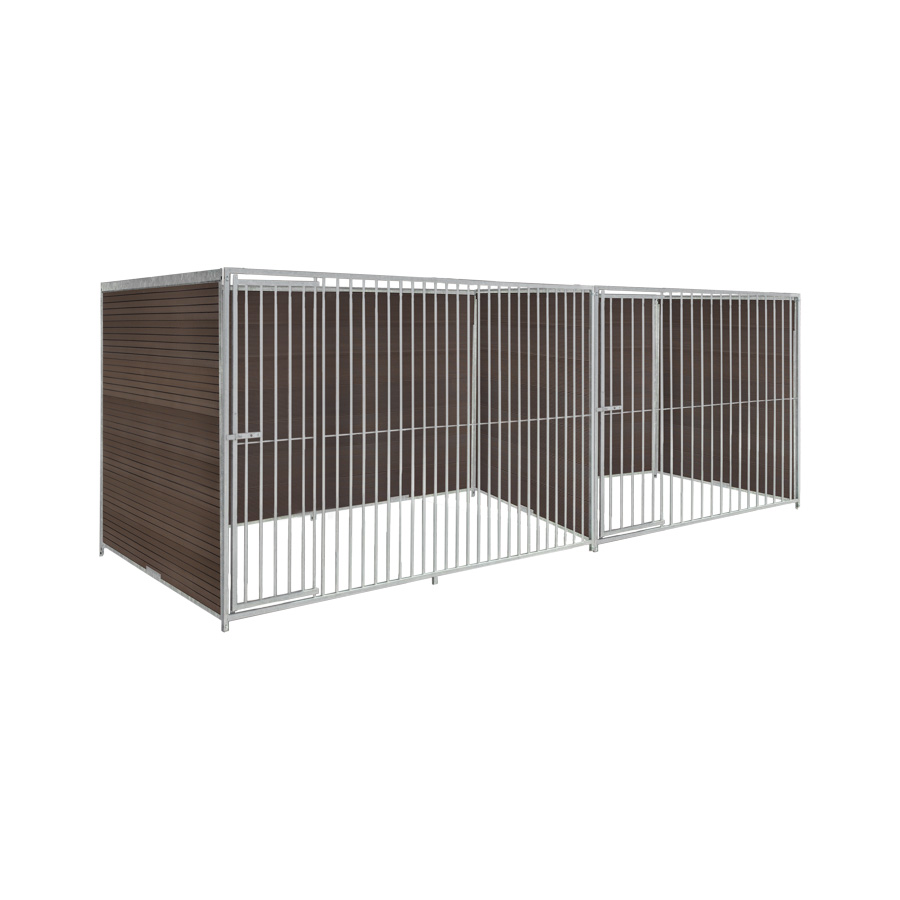 WPC Composiet houtlook hondenkennel dubbel 2 X 1,5m & 3 X 1,5m zonder dak