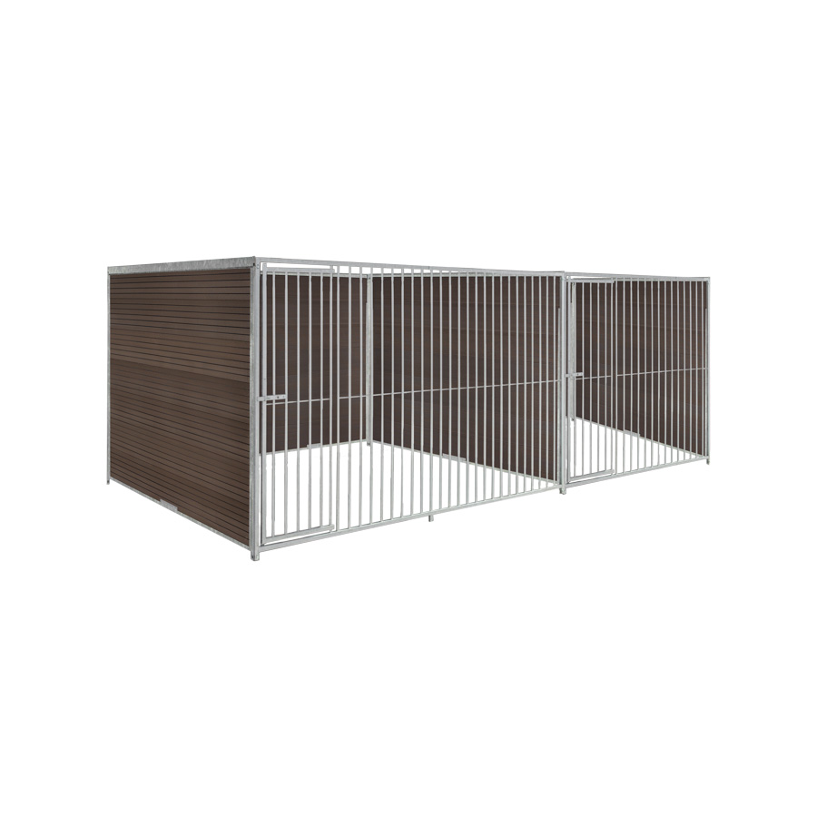 WPC Composiet houtlook hondenkennel dubbel 2 X 2m & 3 X 2m zonder dak