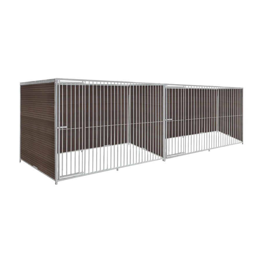 WPC Composiet houtlook hondenkennel dubbel 3 X 1,5m zonder dak