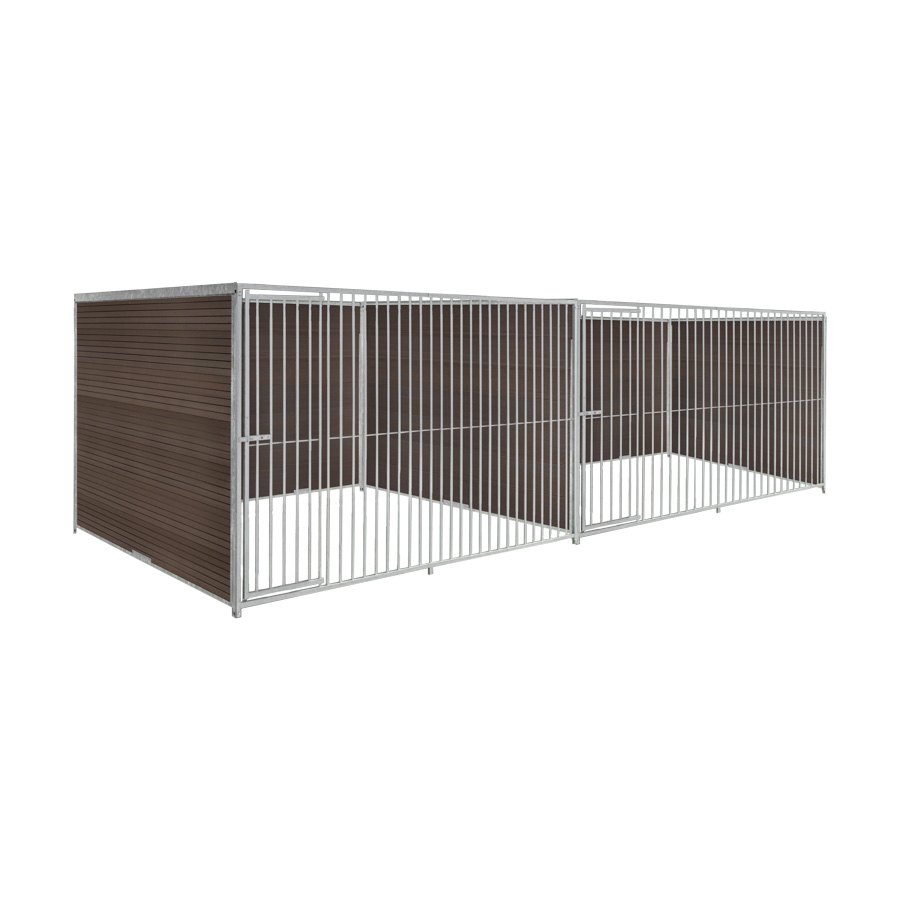 WPC Composiet houtlook hondenkennel dubbel 3 X 2m zonder dak