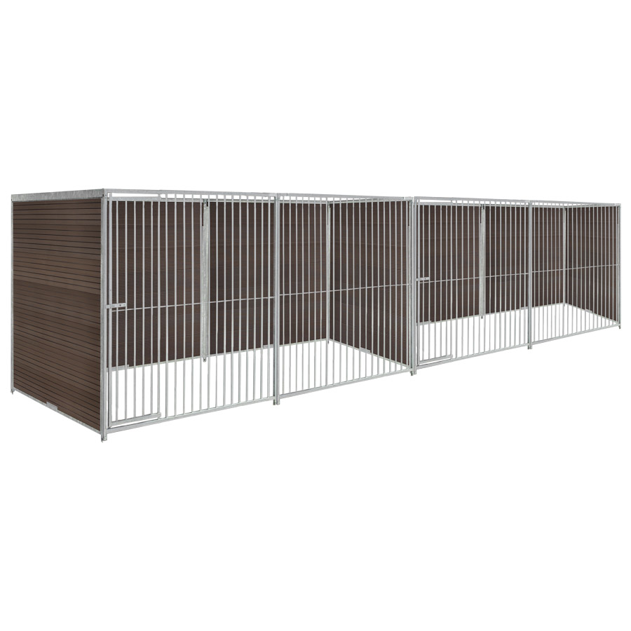 WPC Composiet houtlook hondenkennel dubbel 4 X 1,5m zonder dak