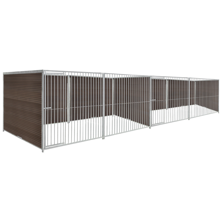 WPC Composiet houtlook hondenkennel dubbel 4 X 2m zonder dak