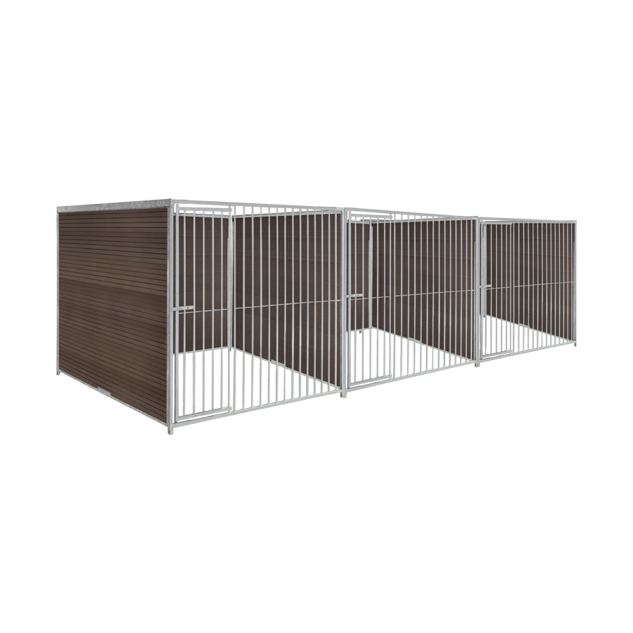 WPC Composiet houtlook hondenkennel driedubbel 2 X 2m zonder dak
