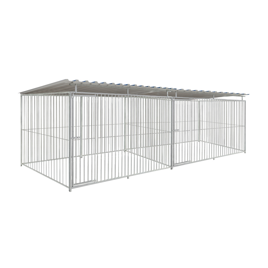 Basic spijlen 8cm hondenkennel dubbel 3 X 2m compleet met dak