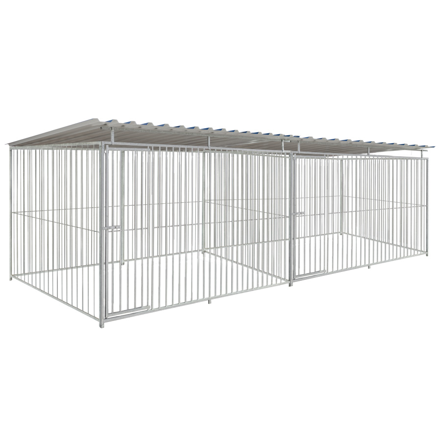 Basic spijlen 8cm hondenkennel dubbel 3 X 2m compleet met dak