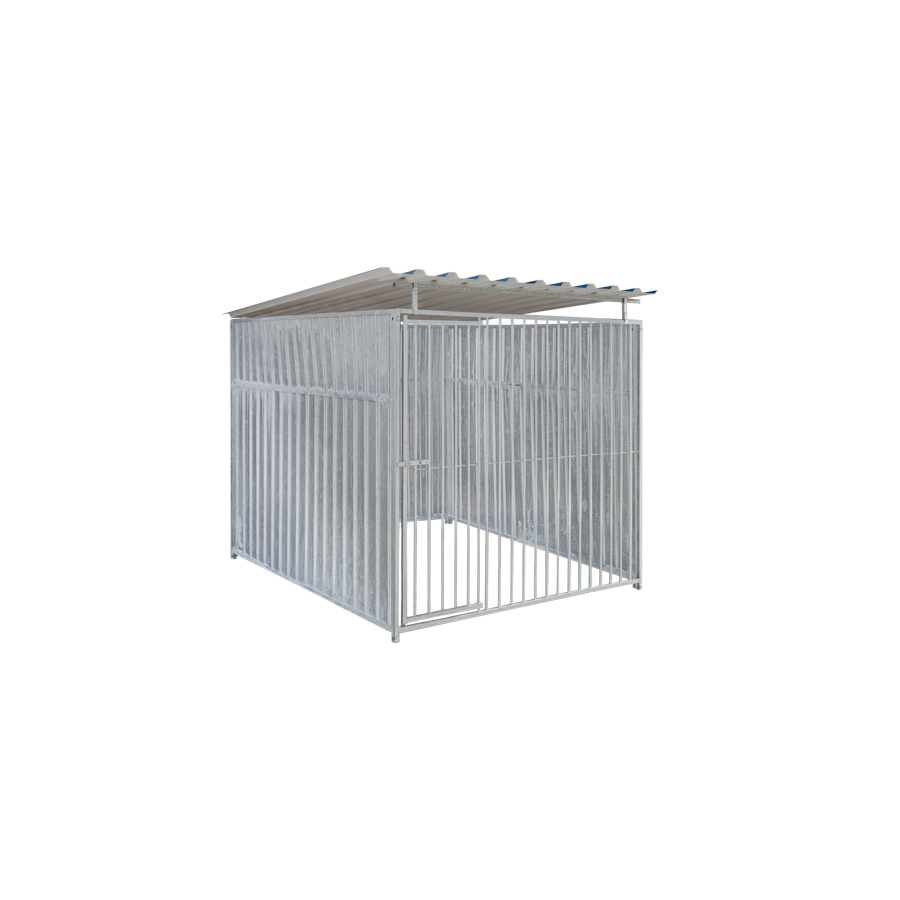 Geheel dicht damwand hondenkennel 2 X 2m compleet met dak