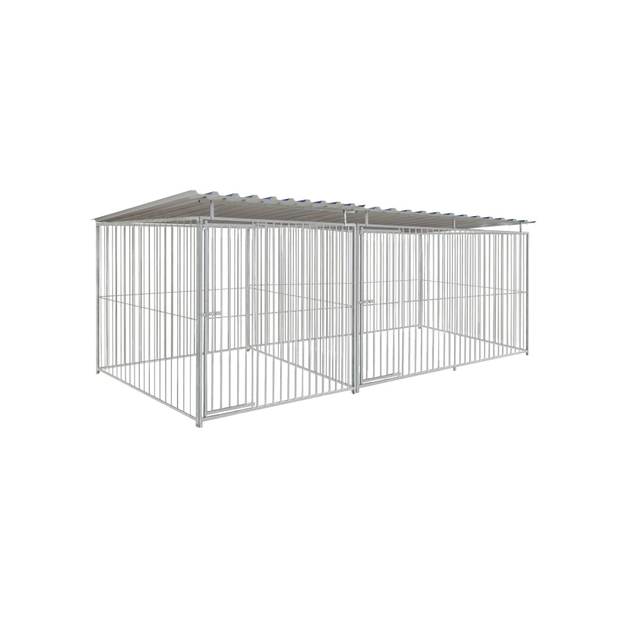 Basic spijlen 8cm hondenkennel dubbel 2 X 2m & 3 X 2m compleet met dak