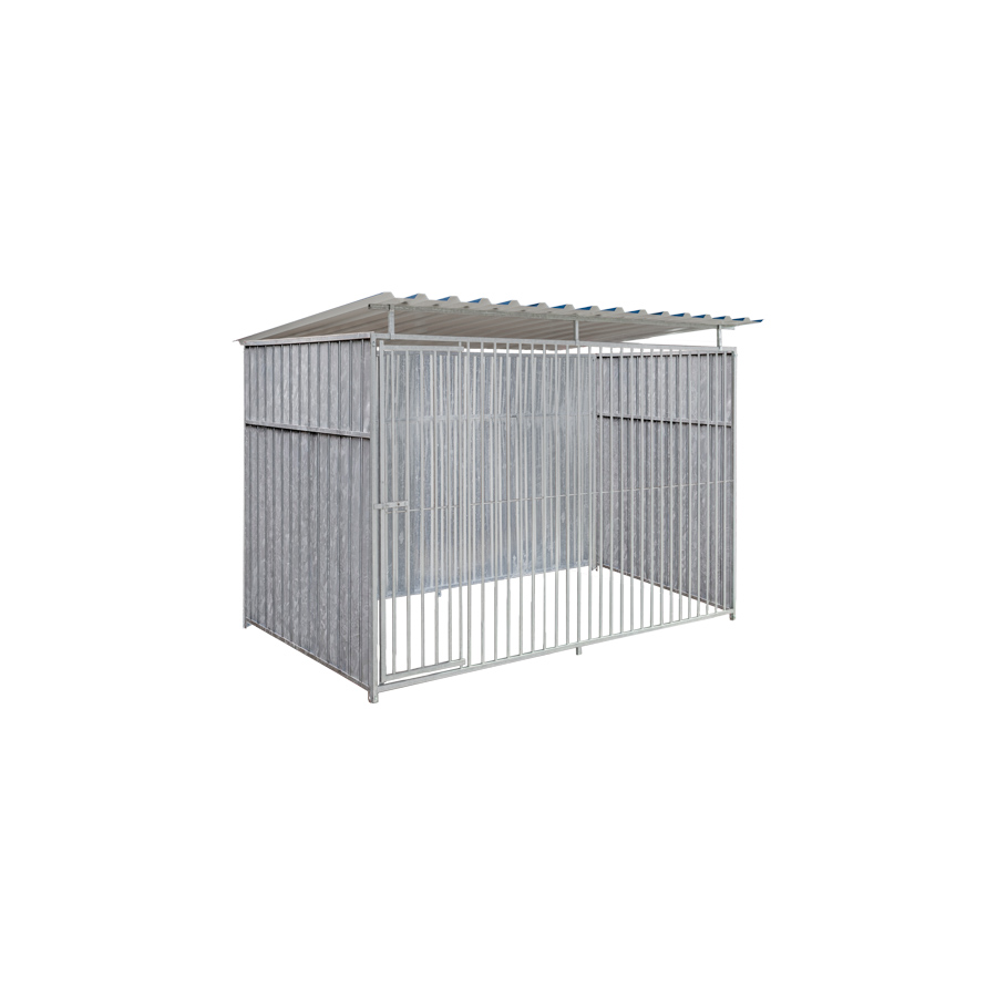 Geheel dicht damwand hondenkennel 3 X 1,5m compleet met dak