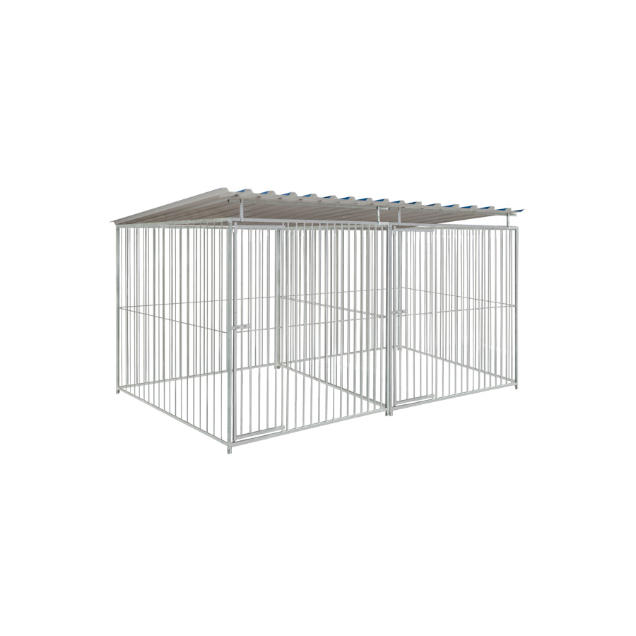 Basic spijlen 8cm hondenkennel dubbel 2 X 2m compleet met dak