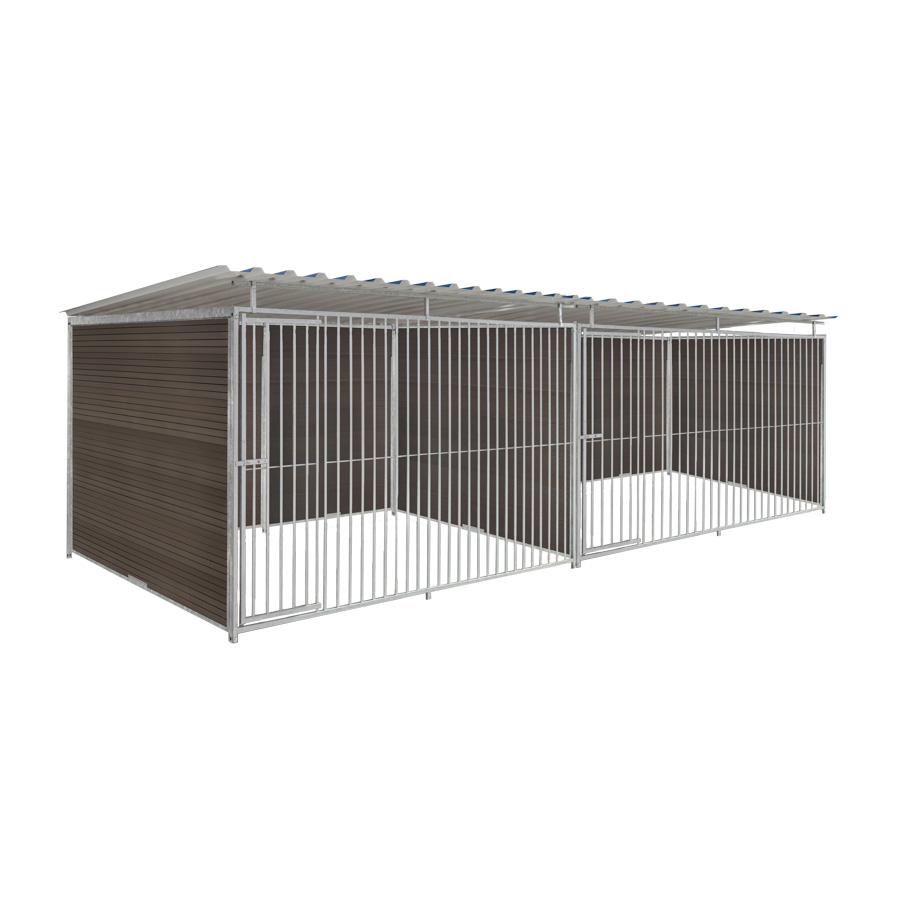 WPC Composiet houtlook hondenkennel dubbel 3 X 2m compleet met dak