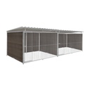 WPC Composiet houtlook hondenkennel dubbel 3 X 2m compleet met dak