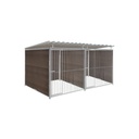 WPC Composiet houtlook hondenkennel dubbel 2 X 2m compleet met dak