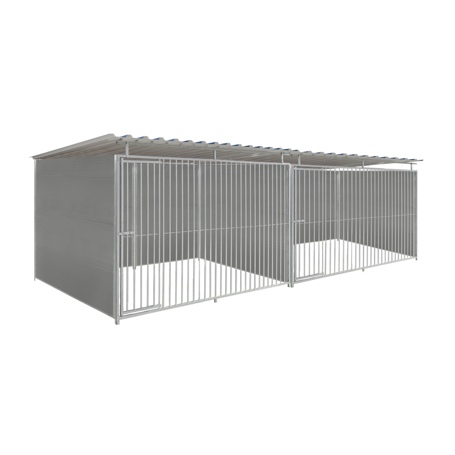 Kunststof hondenkennel dubbel 3 X 2m compleet met dak