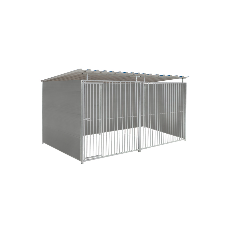 Kunststof hondenkennel 4 X 2m compleet met dak