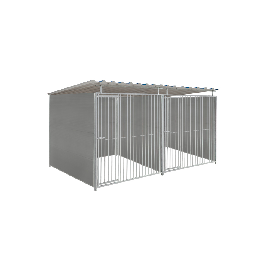 Kunststof hondenkennel dubbel 2 X 2m compleet met dak