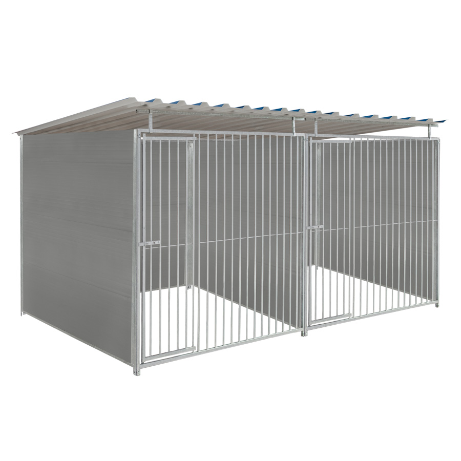 Kunststof hondenkennel dubbel 2 X 2m compleet met dak