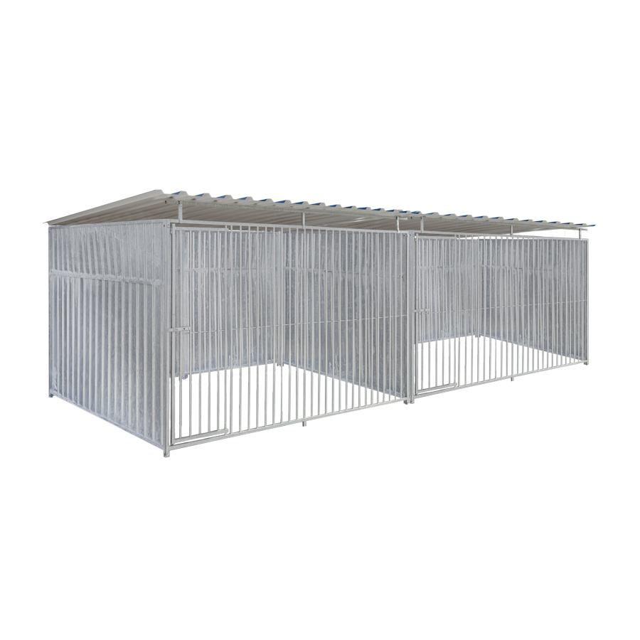 Geheel dicht damwand hondenkennel dubbel 3 X 2m compleet met dak