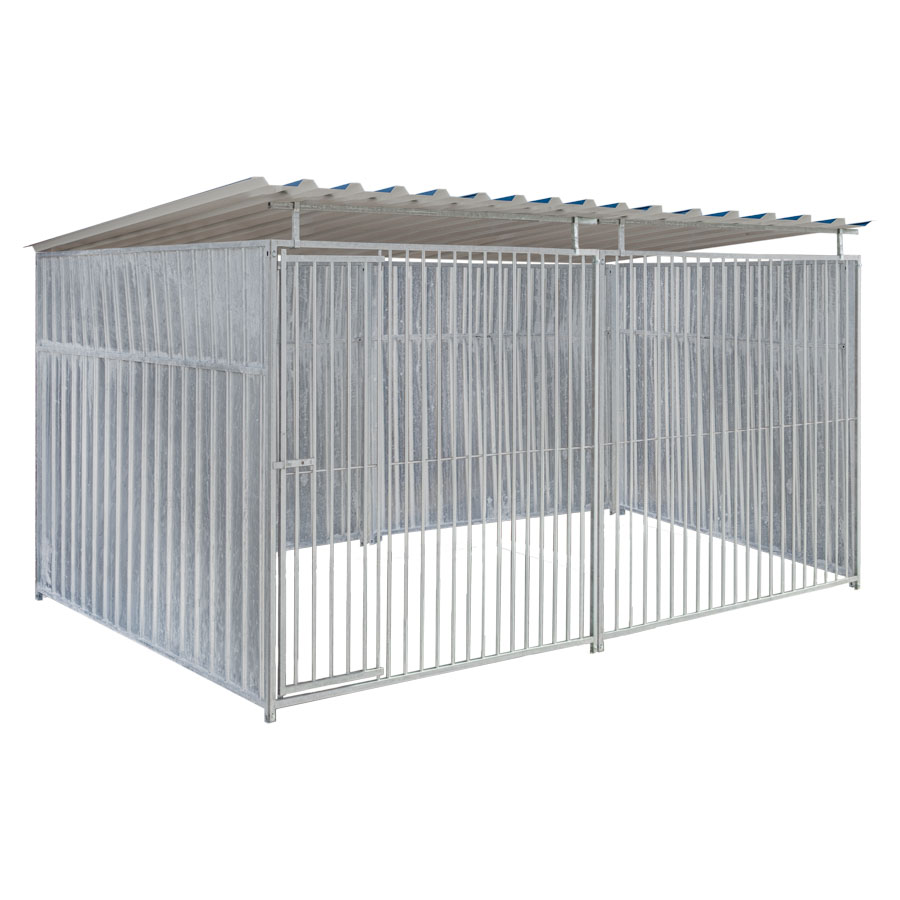 Geheel dicht damwand hondenkennel 4 X 2m compleet met dak