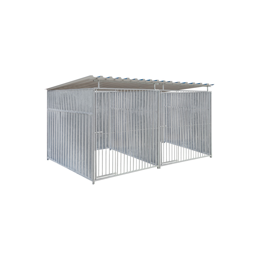 Geheel dicht damwand hondenkennel dubbel 2 X 2m compleet met dak