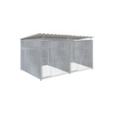 Geheel dicht damwand hondenkennel dubbel 2 X 2m compleet met dak
